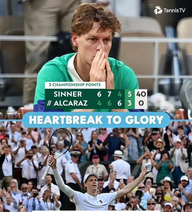 温网碾压法网，辛纳扛起全队